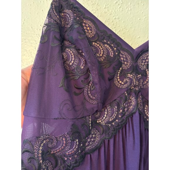 Soma Purple Blackberry Chemise Lingerie With Lace Detail Size L - Picture 4 of 10